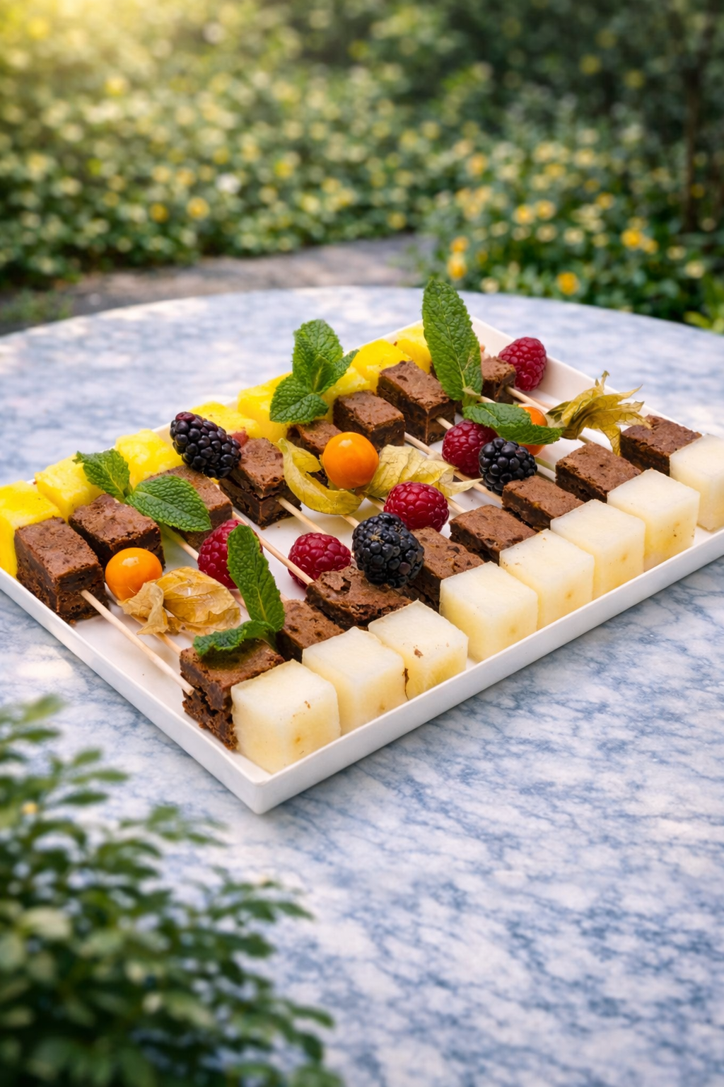 Fruit Skewers and Brownie Platter